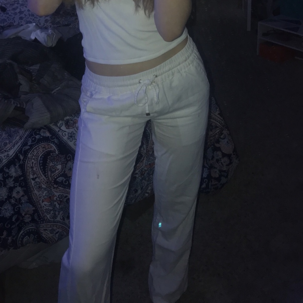 WHITE BOHEMIAN FLARE PANTS